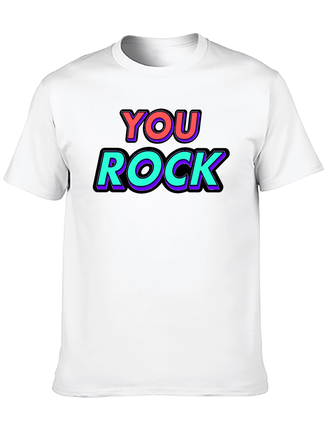 You Rock Graphic Tee - Black Crew Neck T-Shirt