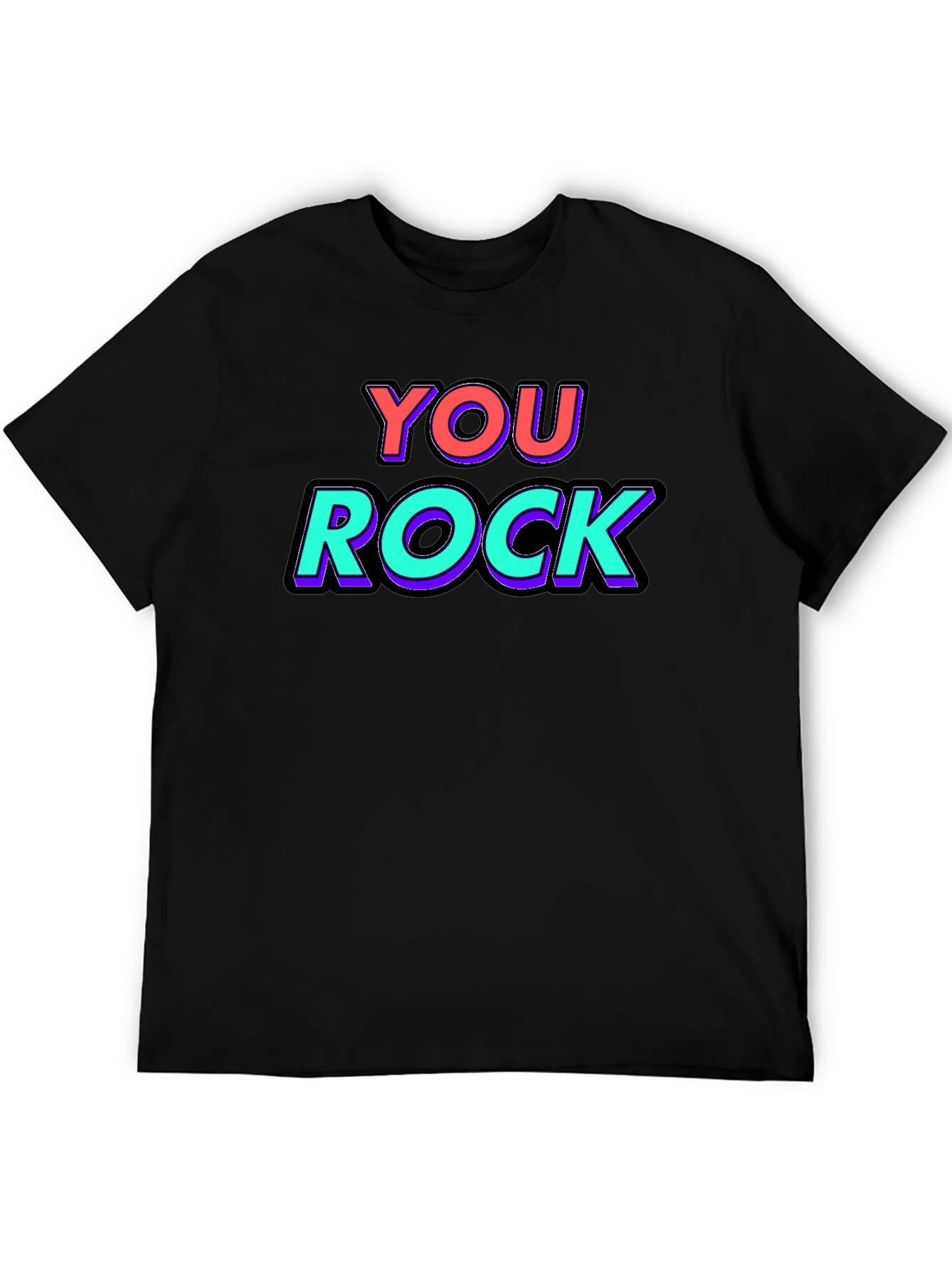 You Rock Graphic Tee - Black Crew Neck T-Shirt