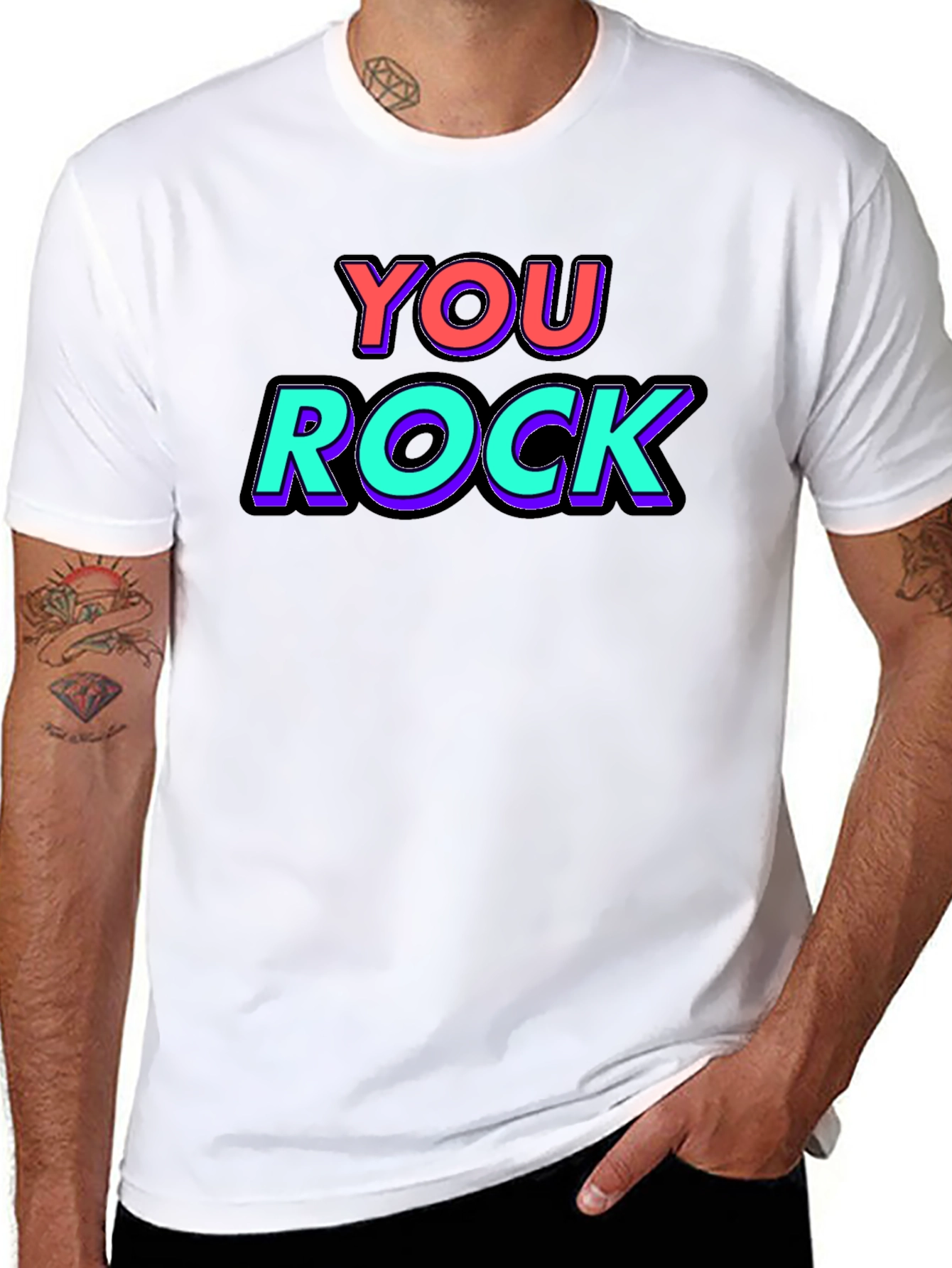 You Rock Graphic Tee - Black Crew Neck T-Shirt