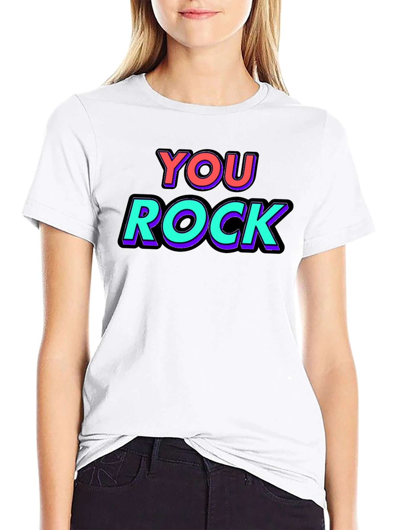 You Rock Graphic Tee - Black Crew Neck T-Shirt