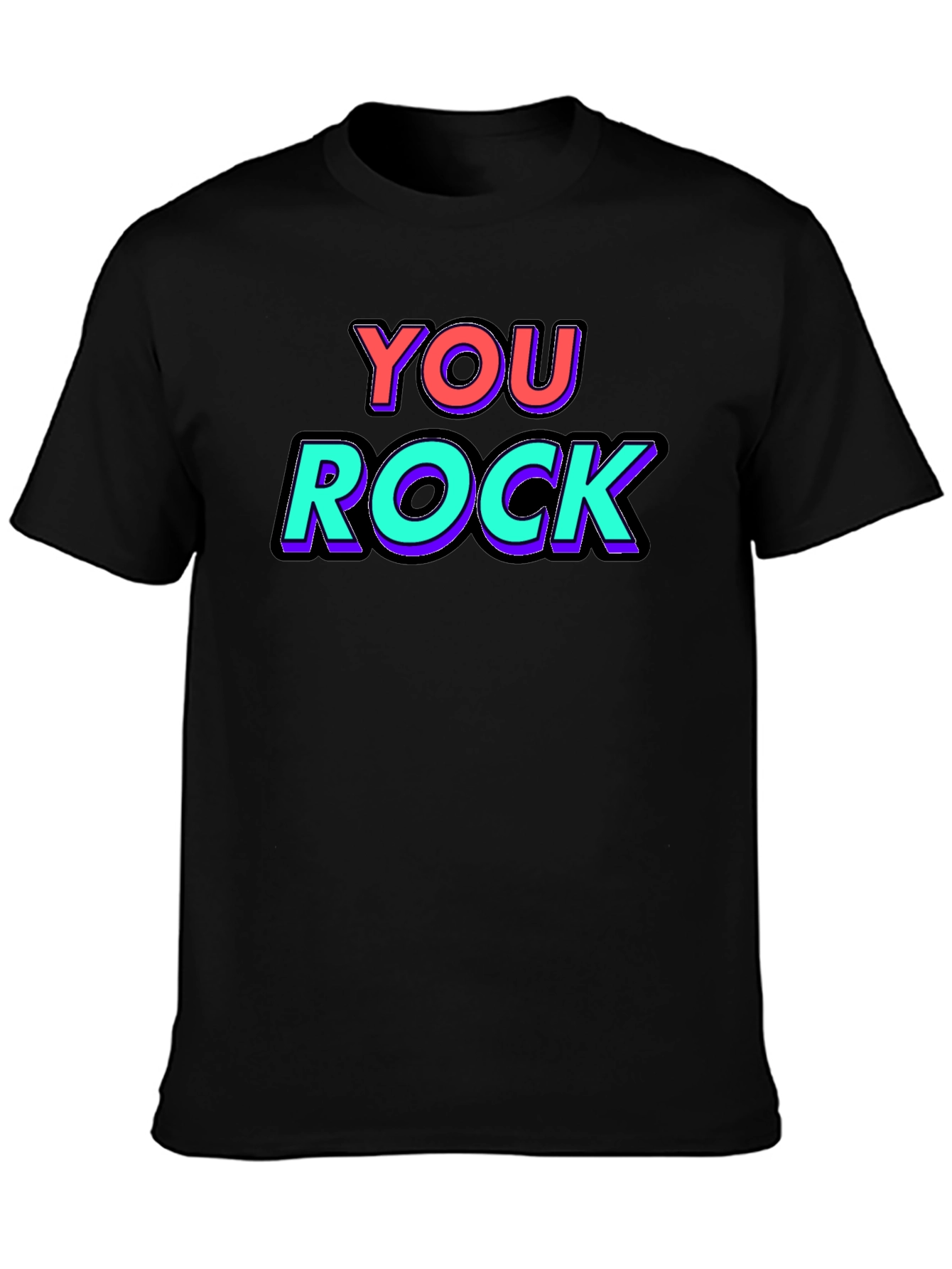 You Rock Graphic Tee - Black Crew Neck T-Shirt