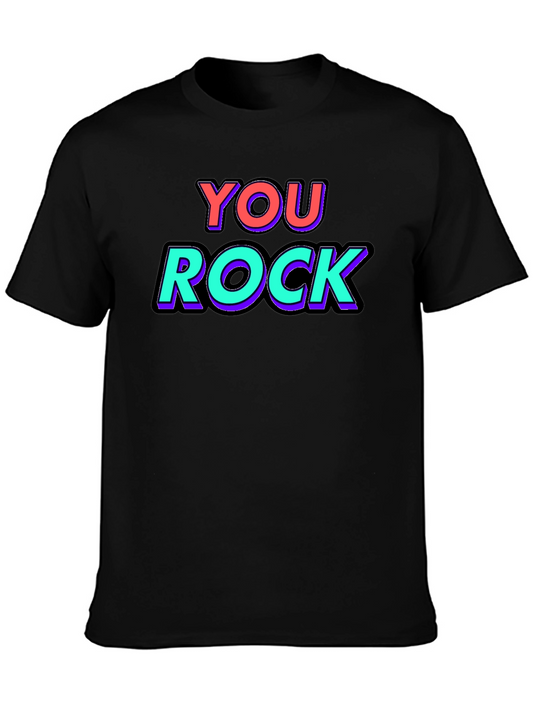 You Rock Graphic Tee - Black Crew Neck T-Shirt