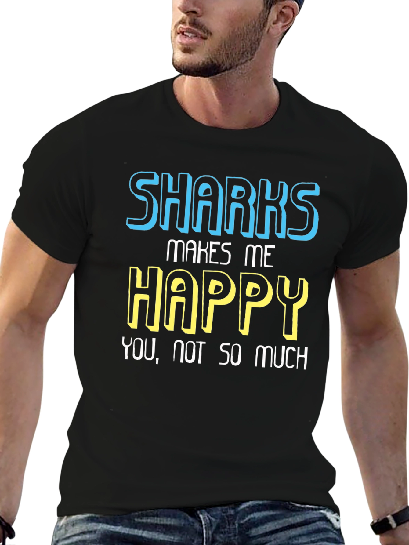 Funny Sharks Makes Me Happy Graphic Tee
