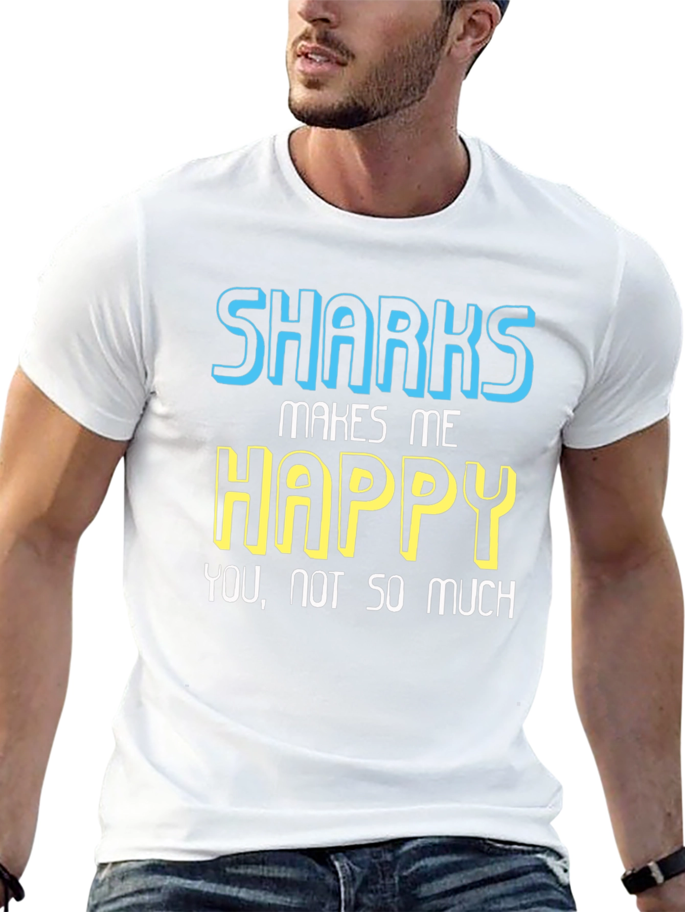 Funny Sharks Makes Me Happy Graphic Tee