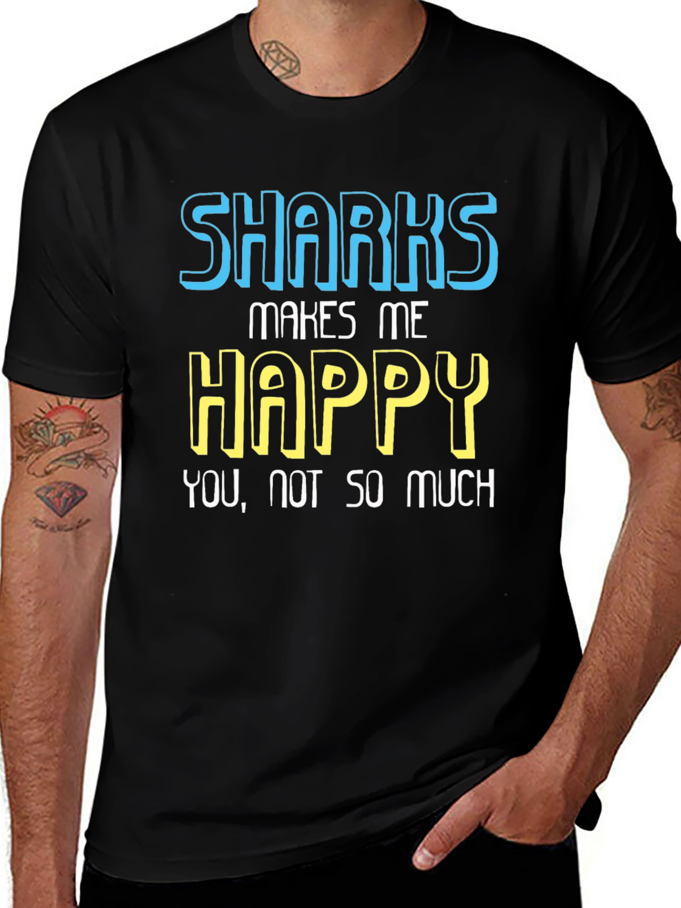 Funny Sharks Makes Me Happy Graphic Tee