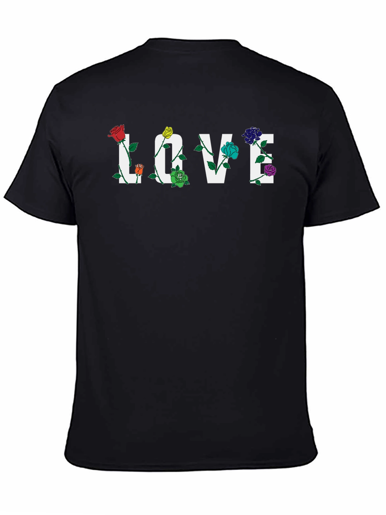 Floral LOVE Graphic Tee - Black Unisex T-Shirt