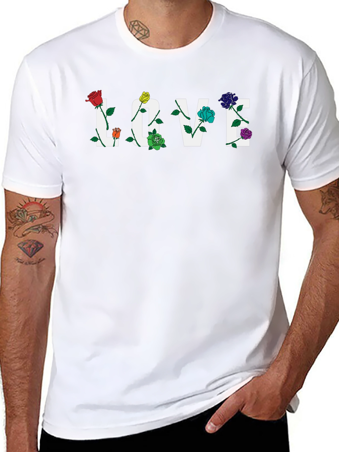 Floral LOVE Graphic Tee - Black Unisex T-Shirt