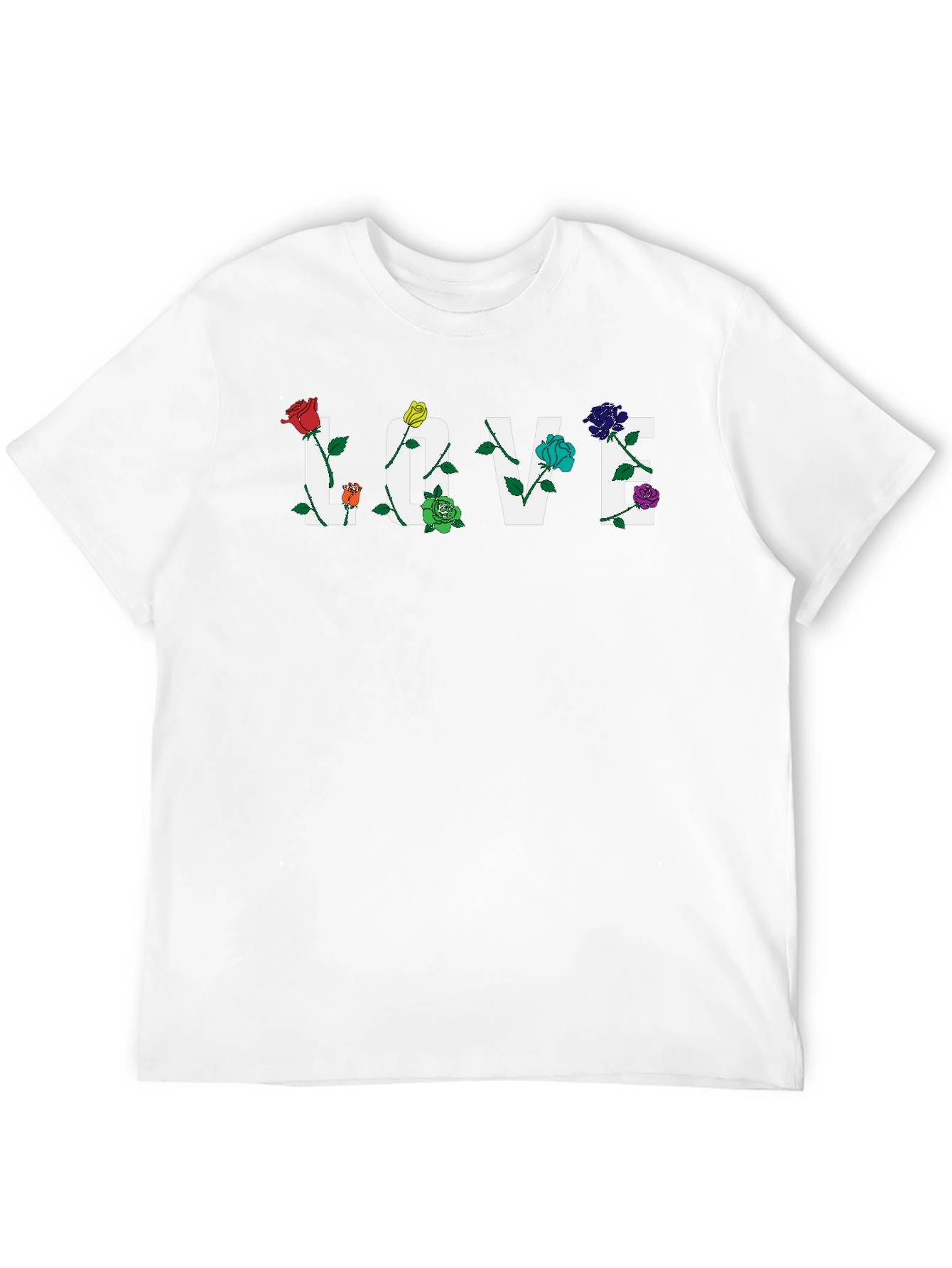 Floral LOVE Graphic Tee - Black Unisex T-Shirt