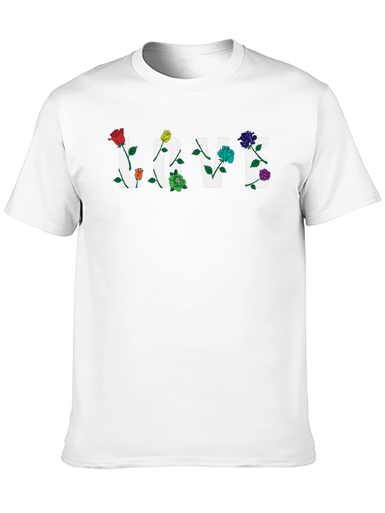 Floral LOVE Graphic Tee - Black Unisex T-Shirt
