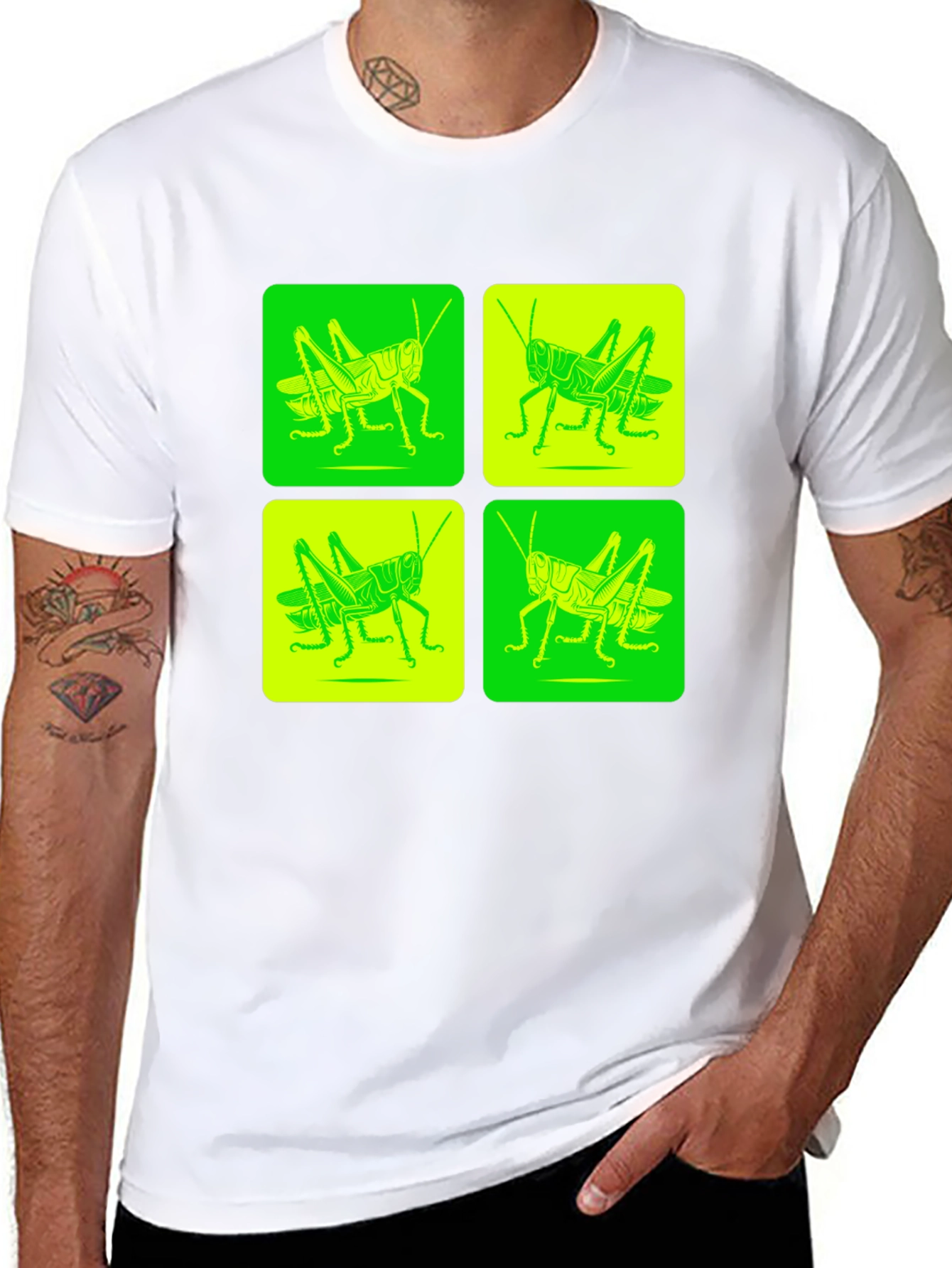 Grasshopper Pop Art Black T-Shirt
