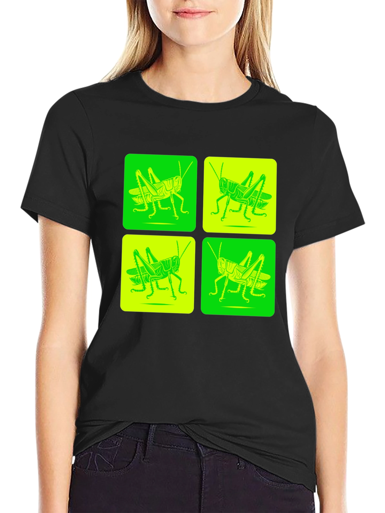 Grasshopper Pop Art Black T-Shirt