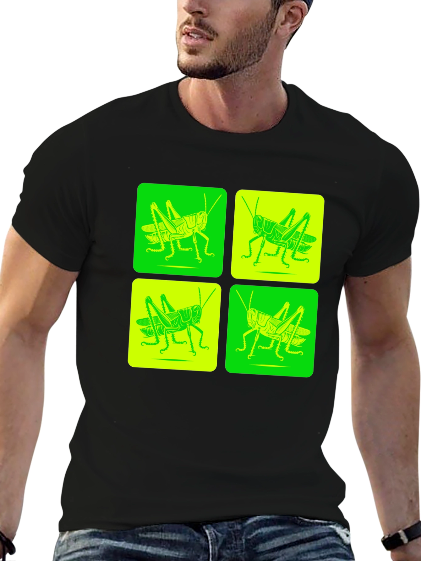 Grasshopper Pop Art Black T-Shirt