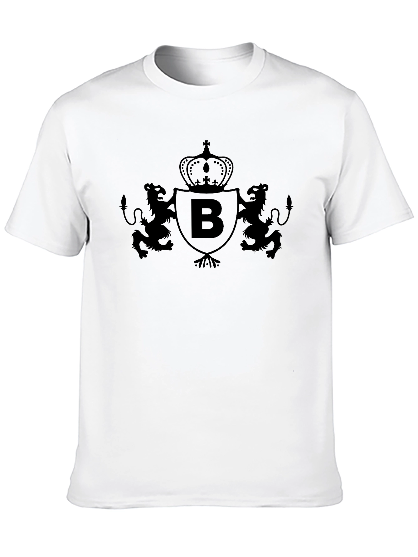 Black Graphic T-Shirt With Crown and Lion Design