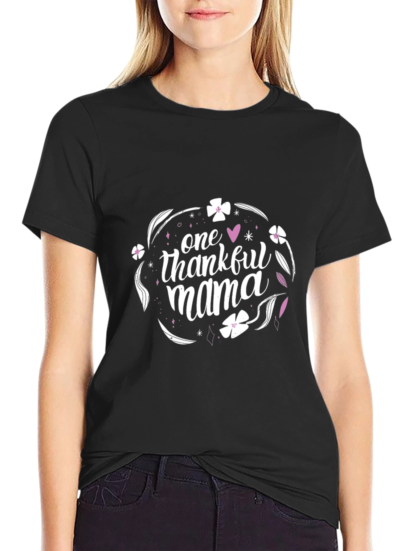 Thankful Mama Black T-Shirt