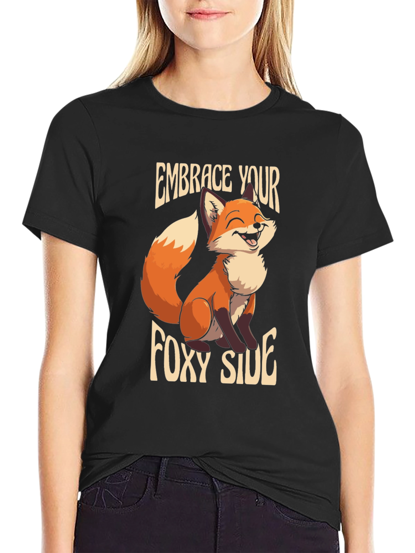 Embrace Your Foxy Side Black Graphic Tee
