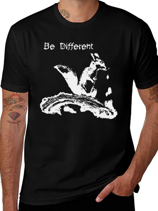 Be Different Graphic T-Shirt - Black Tee with Squirrel Design