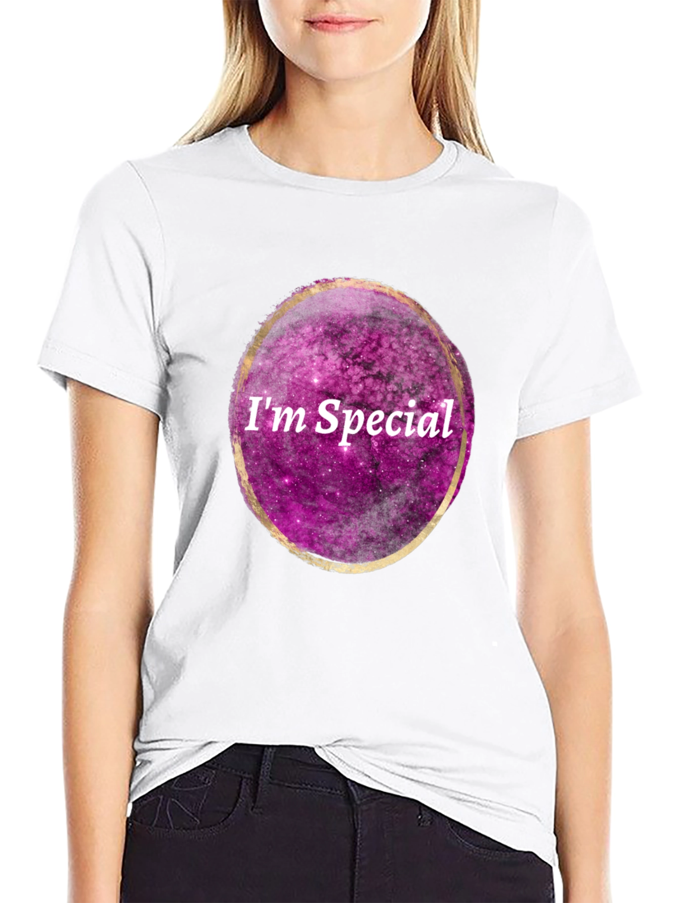 Im Special Galaxy Print Black T-Shirt