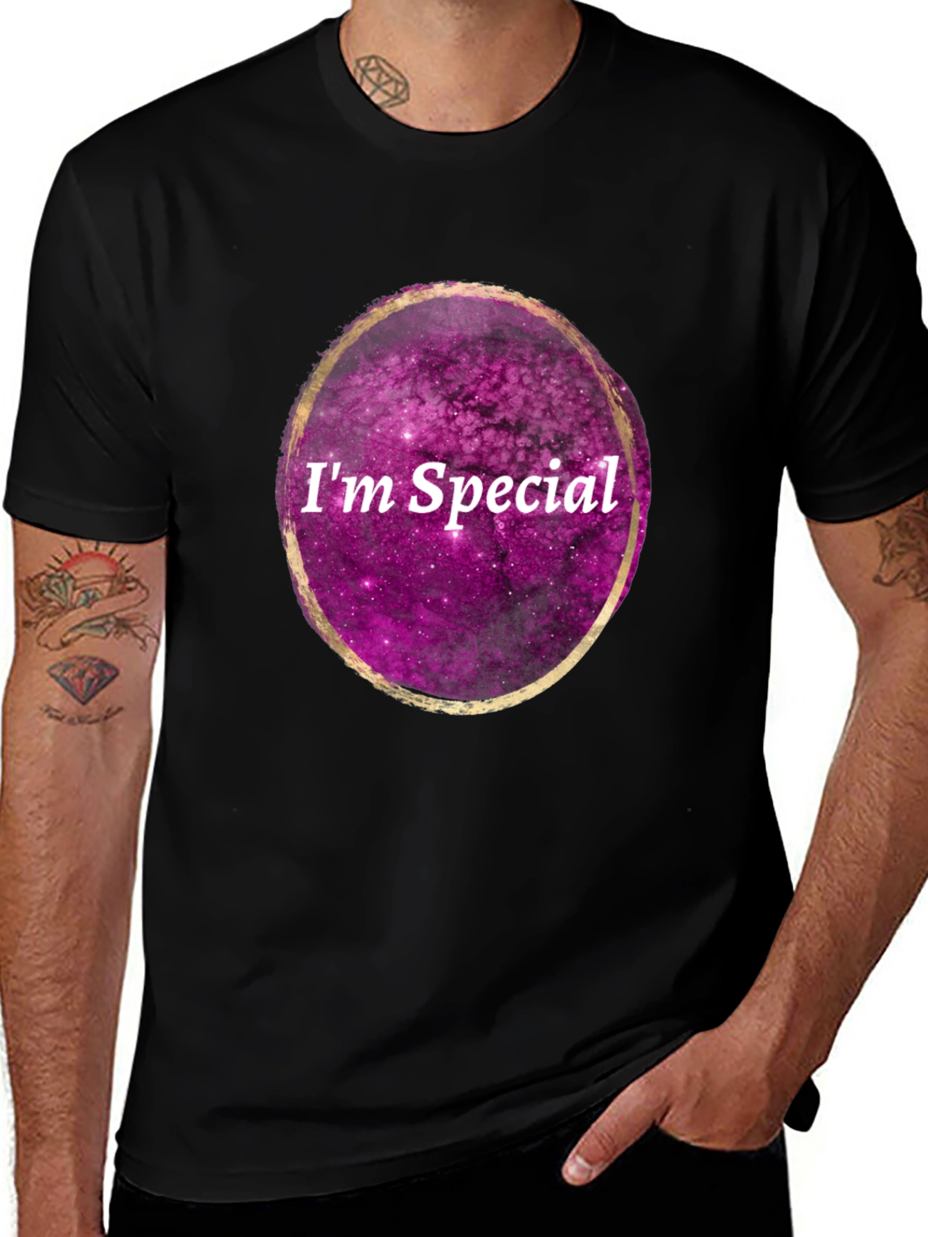 Im Special Galaxy Print Black T-Shirt
