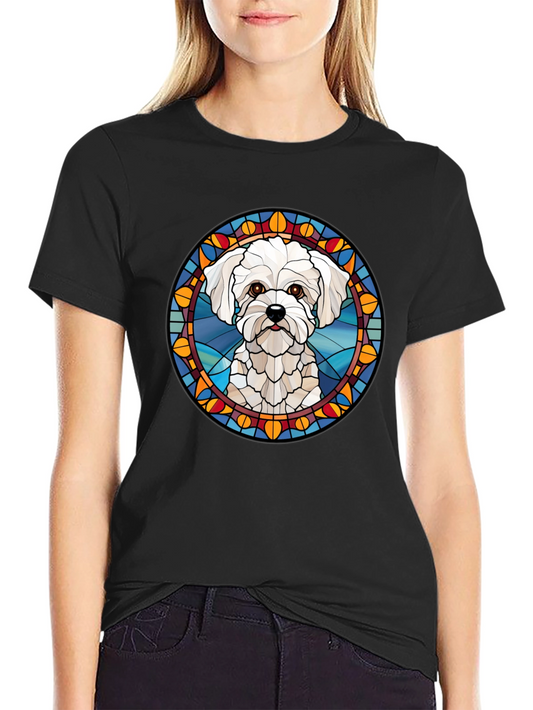 Stained Glass Maltese Dog T-Shirt