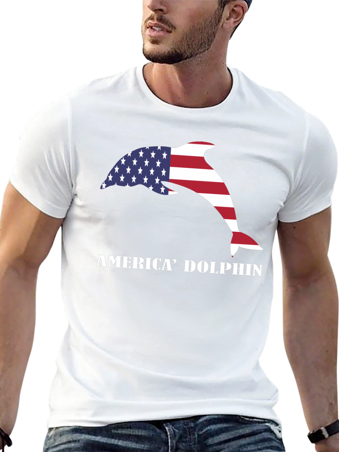 America Dolphin Graphic T-Shirt