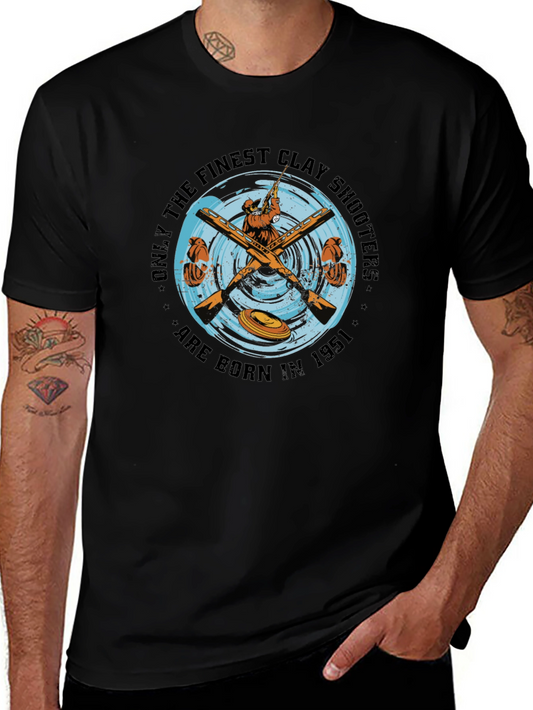 Finest Clay Shooters T-Shirt Born in 1951 Black Cotton Tee