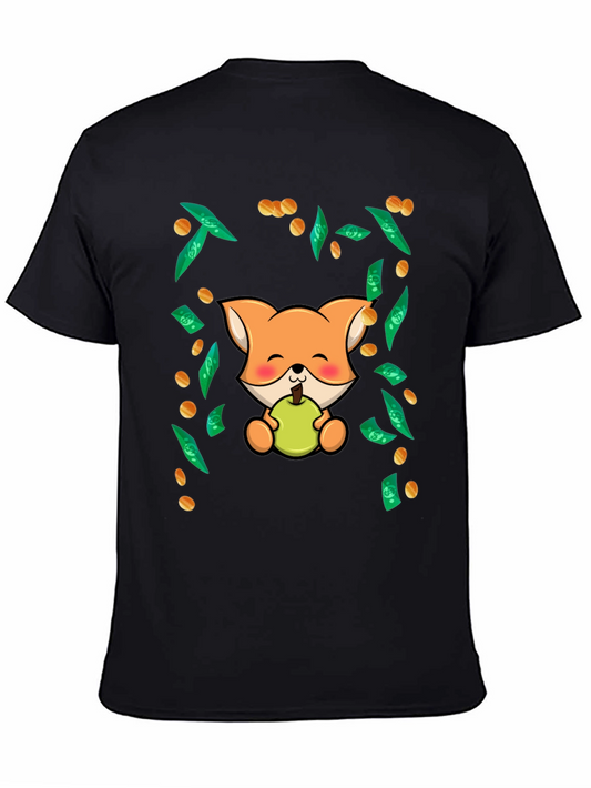 Cute Fox & Pear Graphic Tee - Soft Cotton Blend