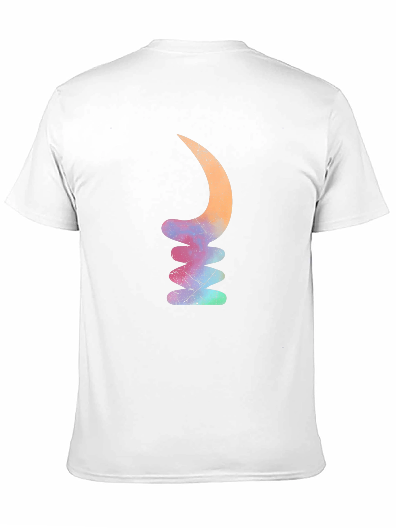 Mens Black T-Shirt with Abstract Crescent Stack Design