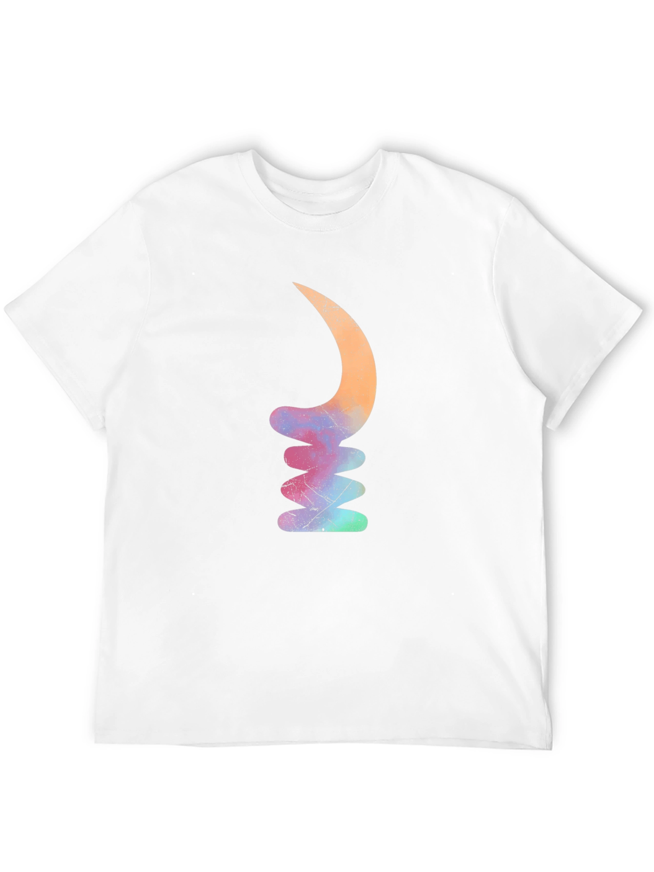 Mens Black T-Shirt with Abstract Crescent Stack Design