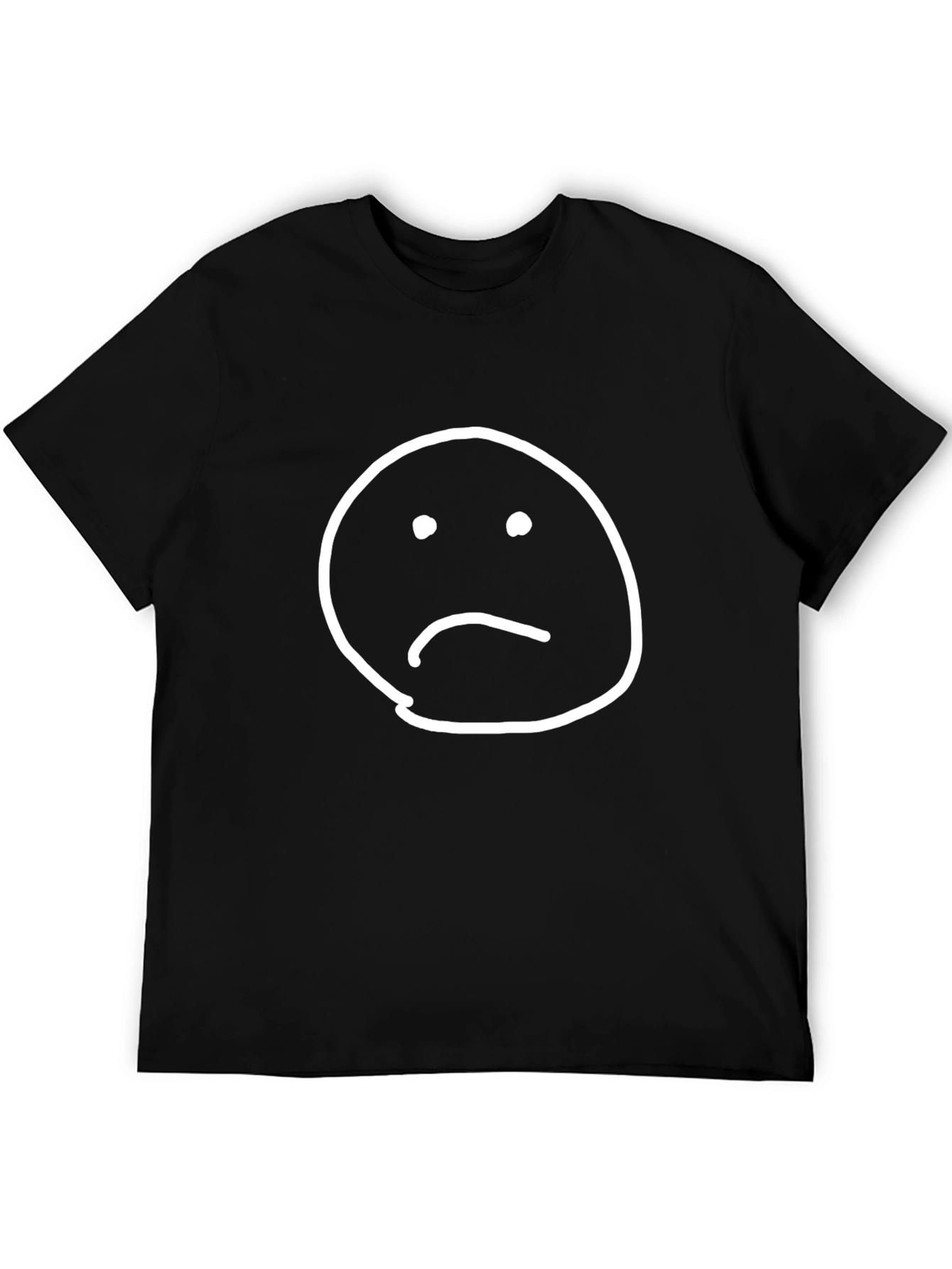 Sad Face Graphic Tee - Black Cotton T-Shirt