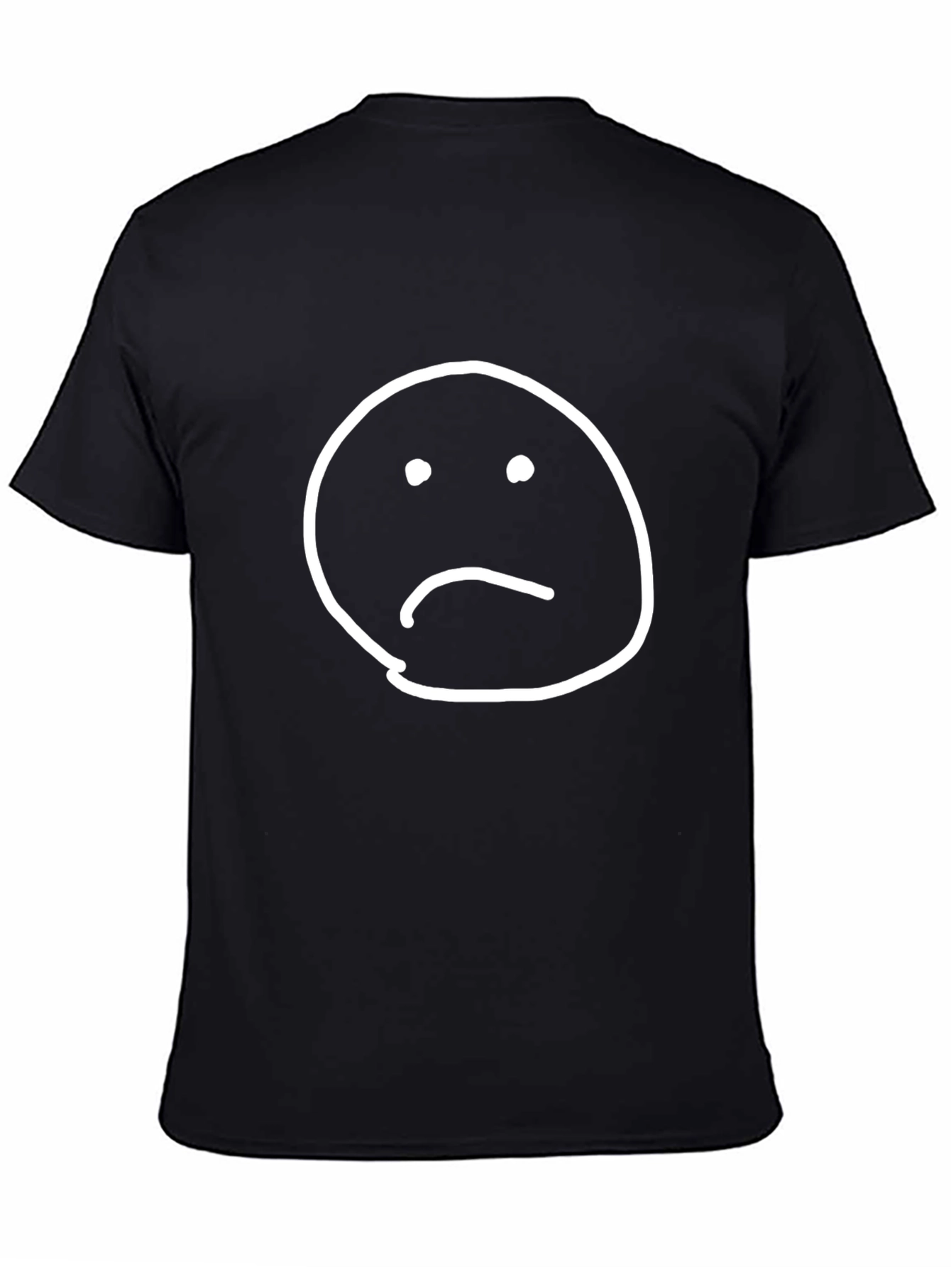 Sad Face Graphic Tee - Black Cotton T-Shirt