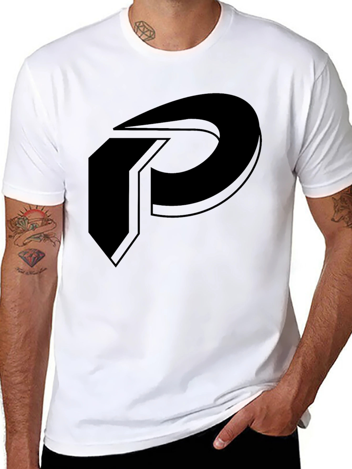 Bold P Logo Black T-Shirt - Modern and Stylish