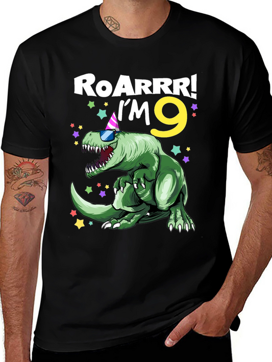 Roarrr! Im 9 T-Rex Birthday Boy Tee