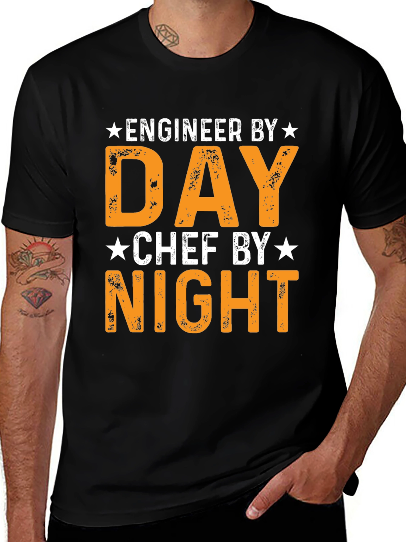 Engineer by Day Chef by Night Black T-Shirt