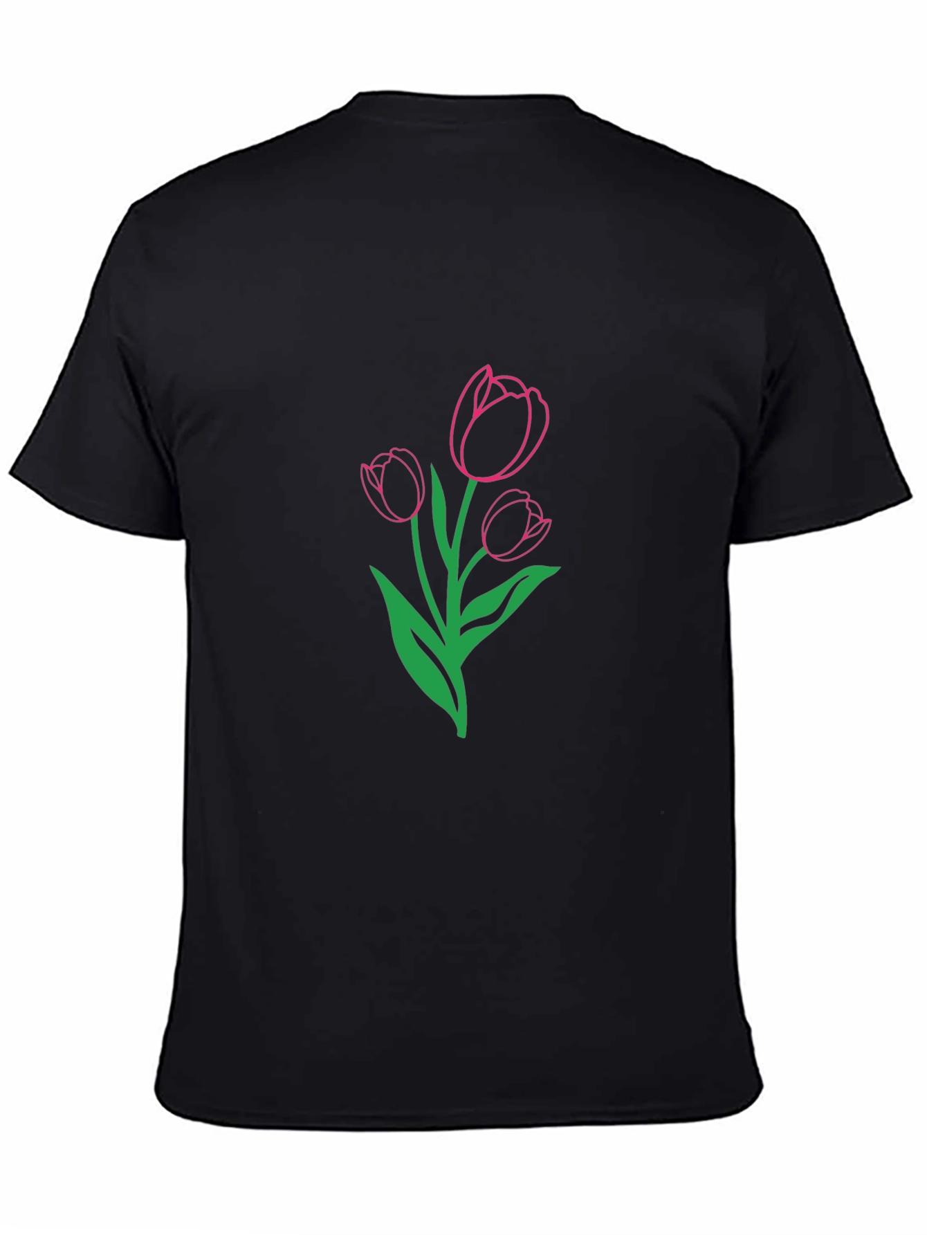 Tulip Outline Graphic Tee - Casual Style