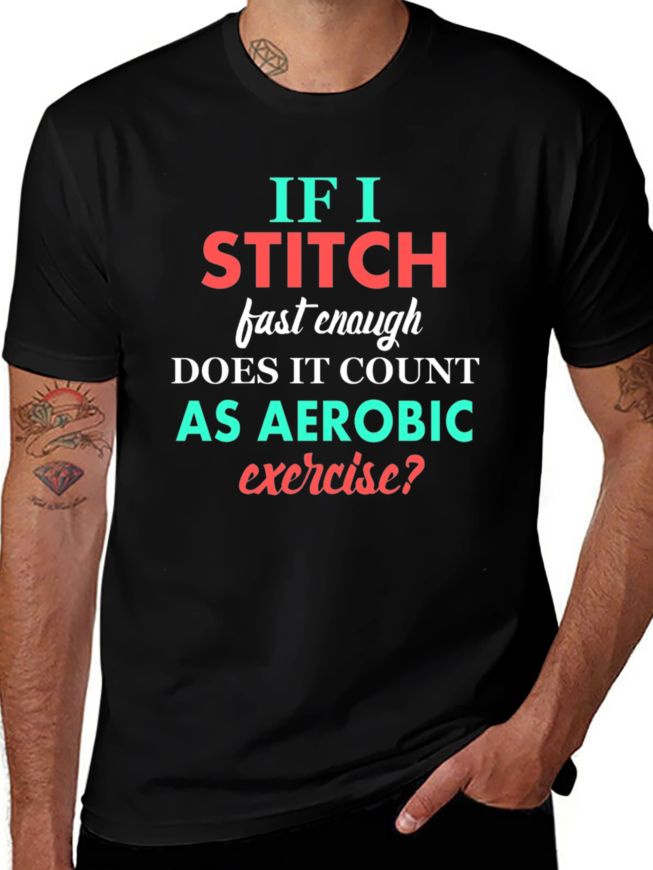 Funny Stitching Aerobic Exercise T-Shirt