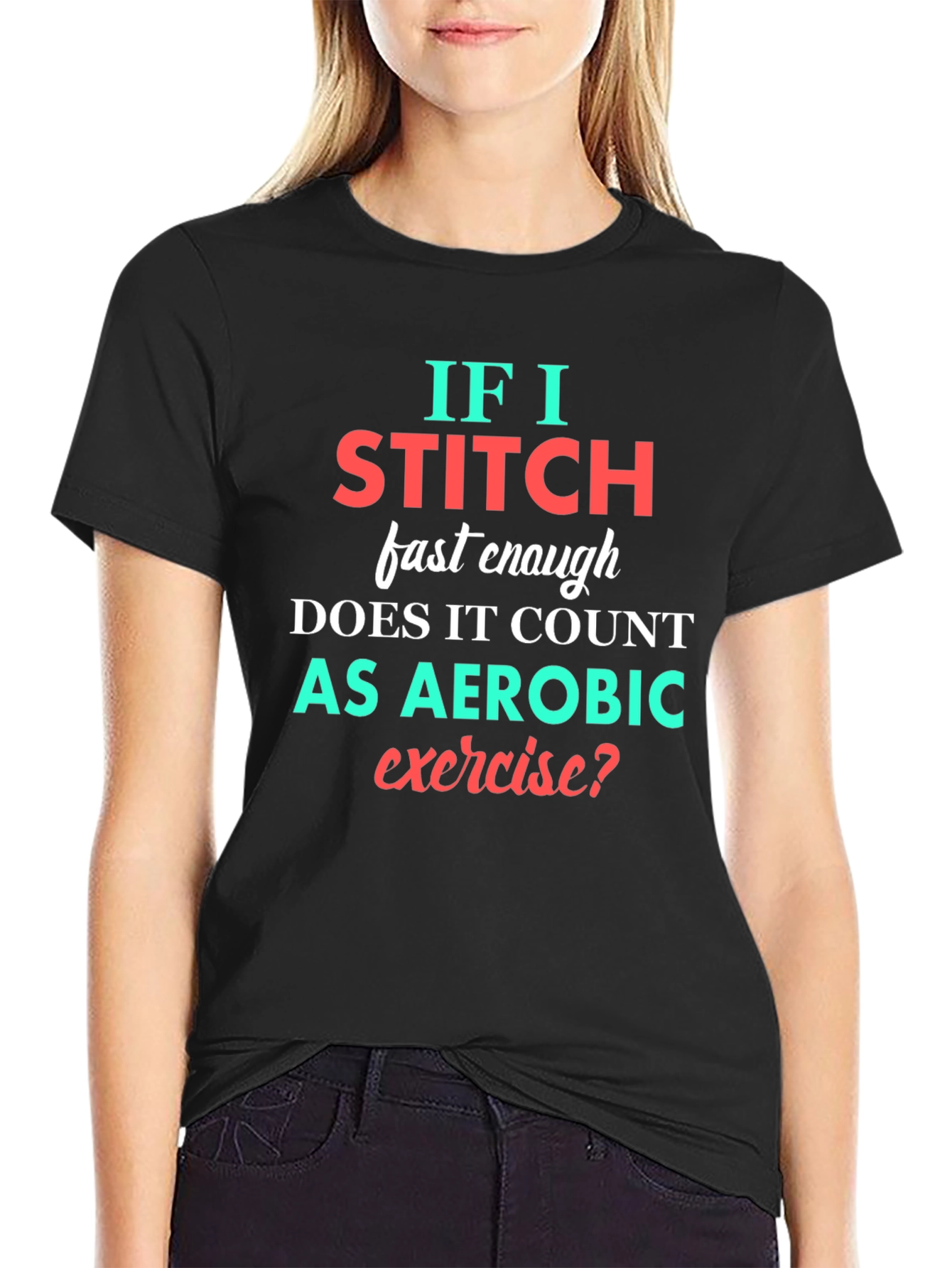 Funny Stitching Aerobic Exercise T-Shirt