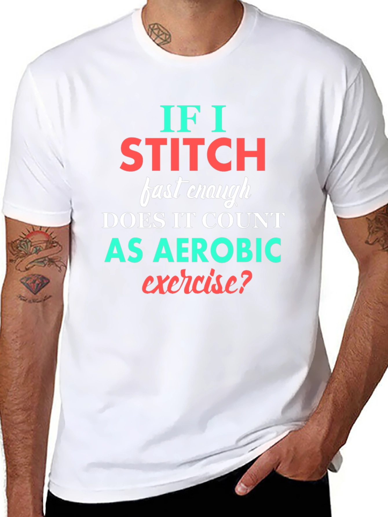 Funny Stitching Aerobic Exercise T-Shirt