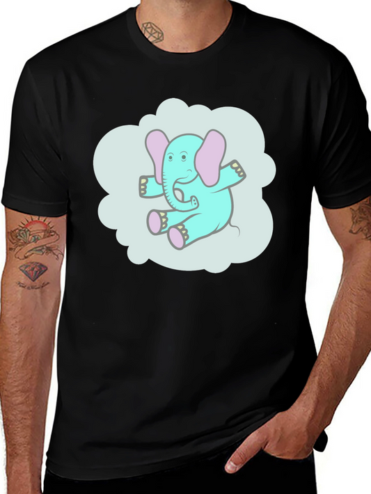 Cartoon Elephant Graphic T-Shirt