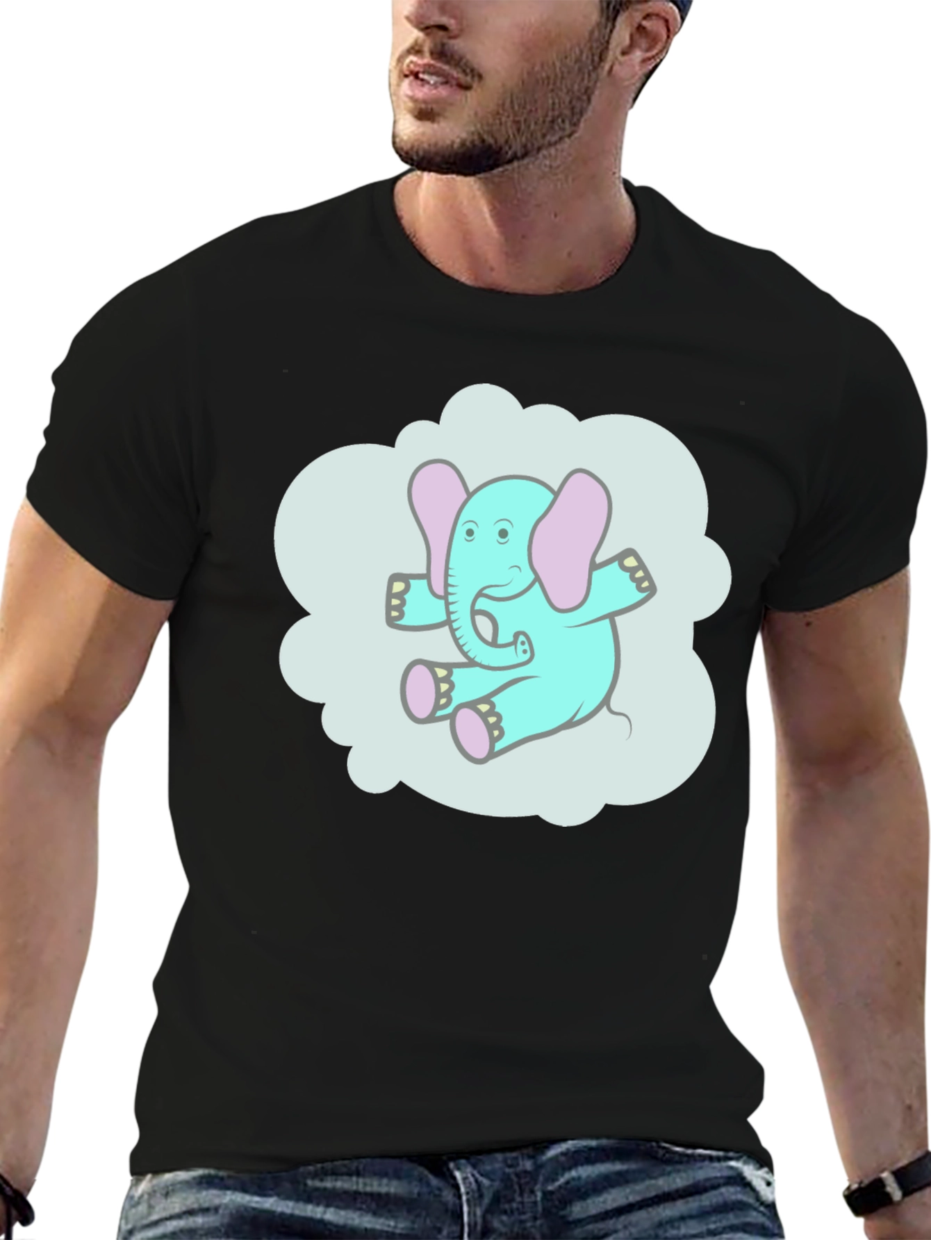 Cartoon Elephant Graphic T-Shirt