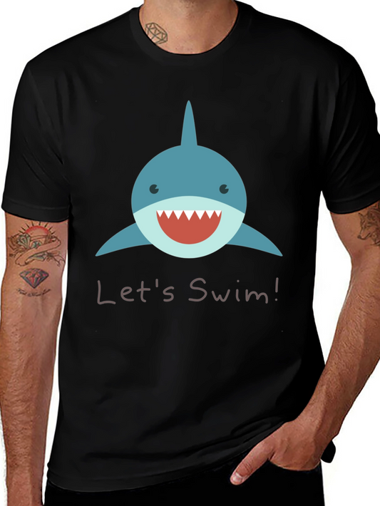 Mens Black Shark Graphic Tee - Lets Swim!