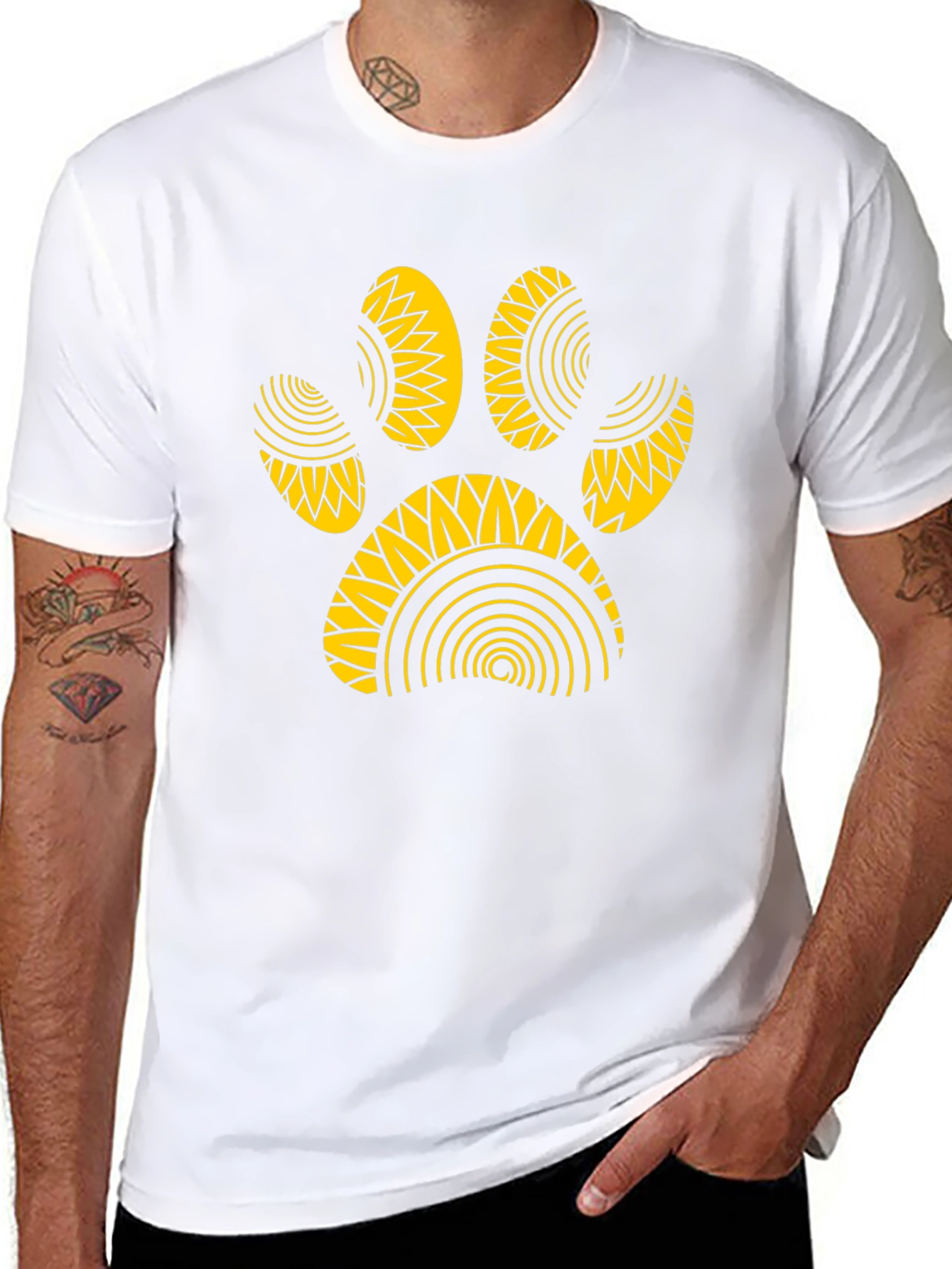 Black T-Shirt with Gold Paw Print