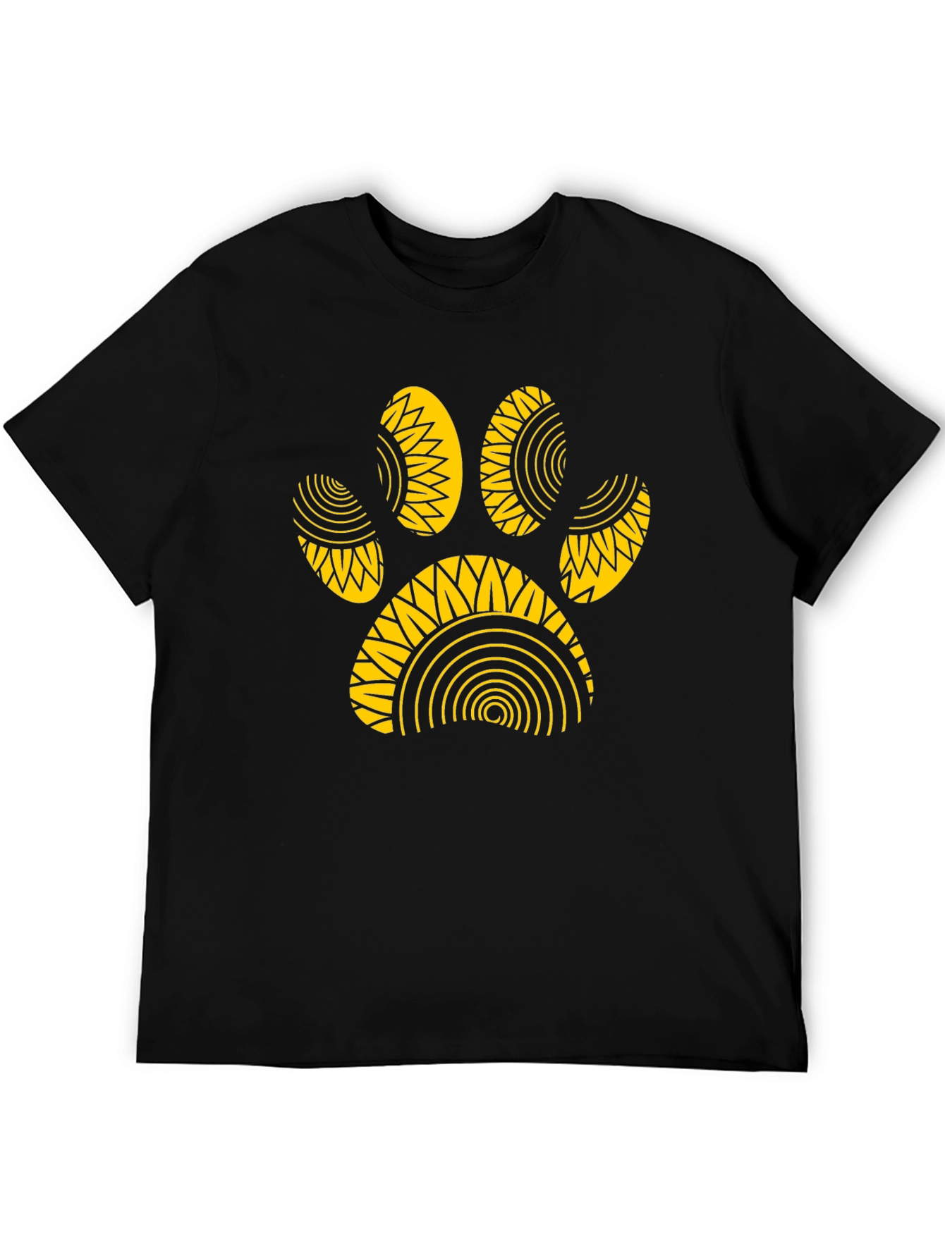 Black T-Shirt with Gold Paw Print