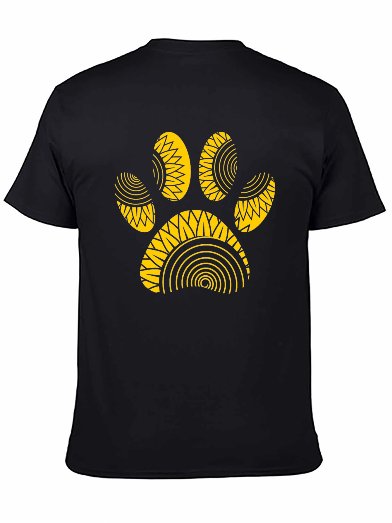 Black T-Shirt with Gold Paw Print