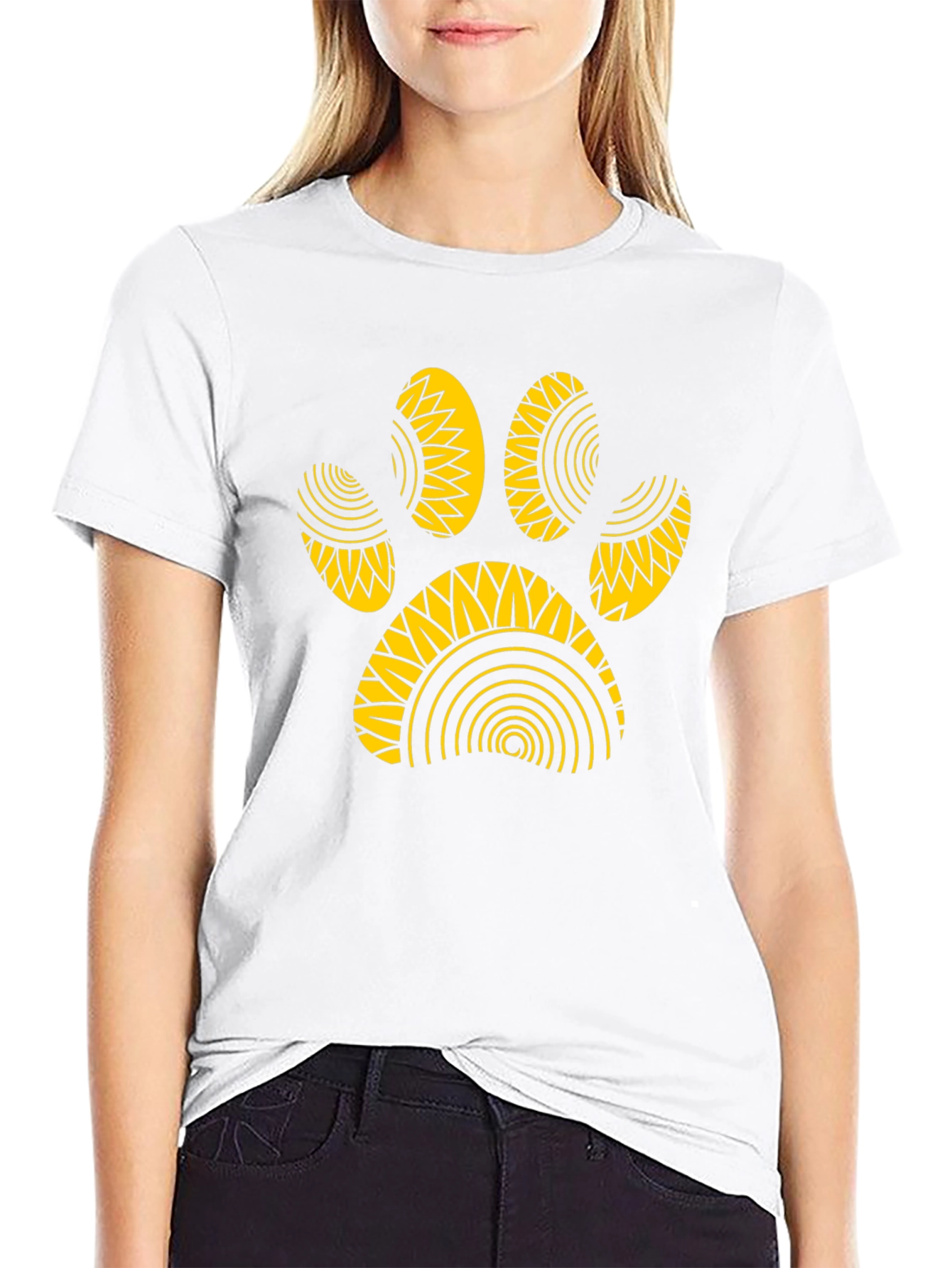 Black T-Shirt with Gold Paw Print