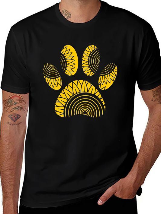 Black T-Shirt with Gold Paw Print