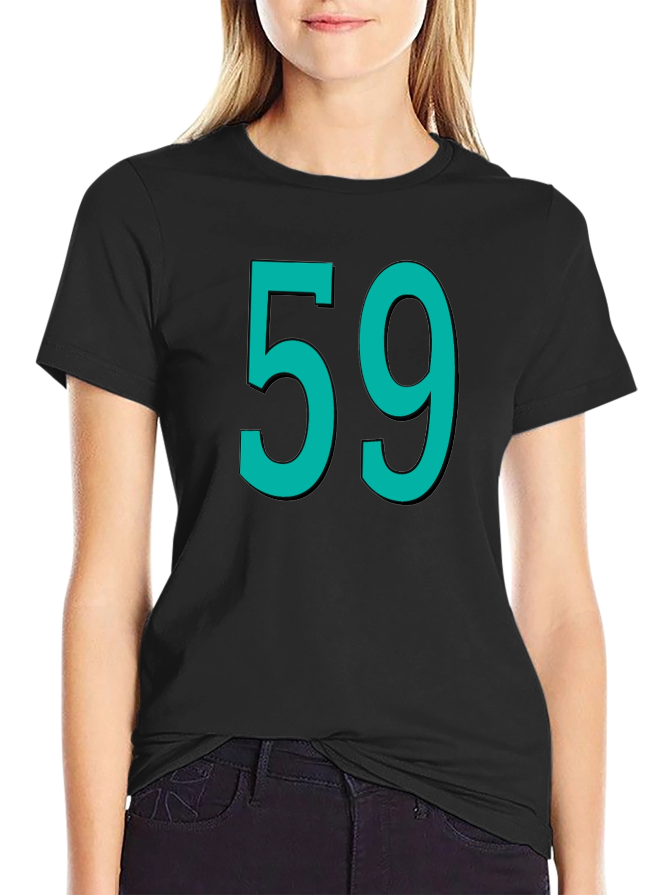 Number 59 Graphic Tee - Black Cotton Casual