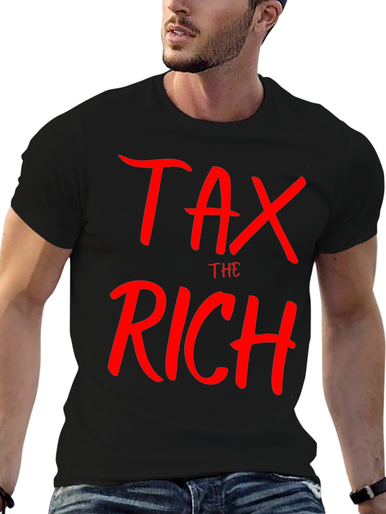 Tax the Rich Slogan Black T-Shirt