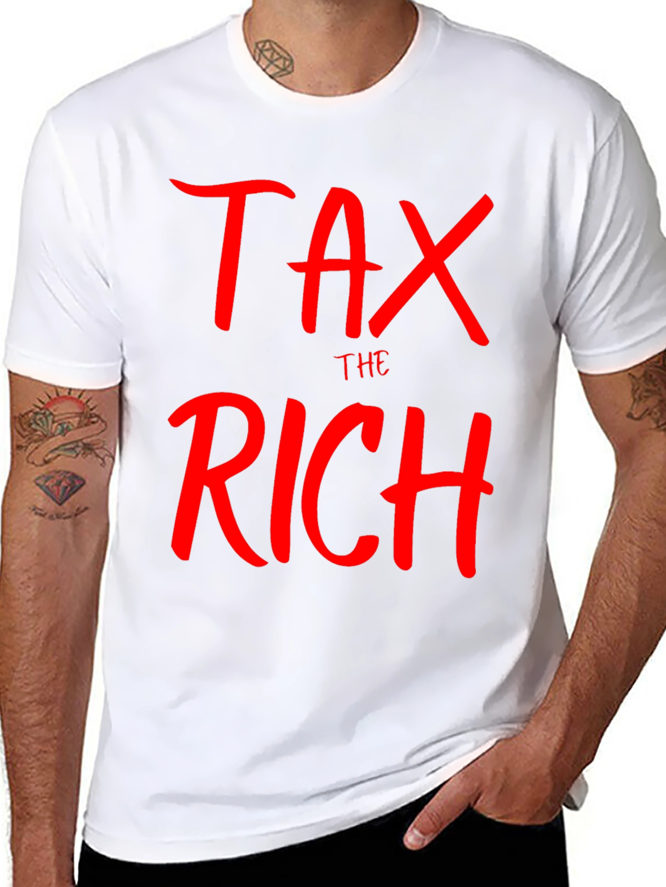 Tax the Rich Slogan Black T-Shirt