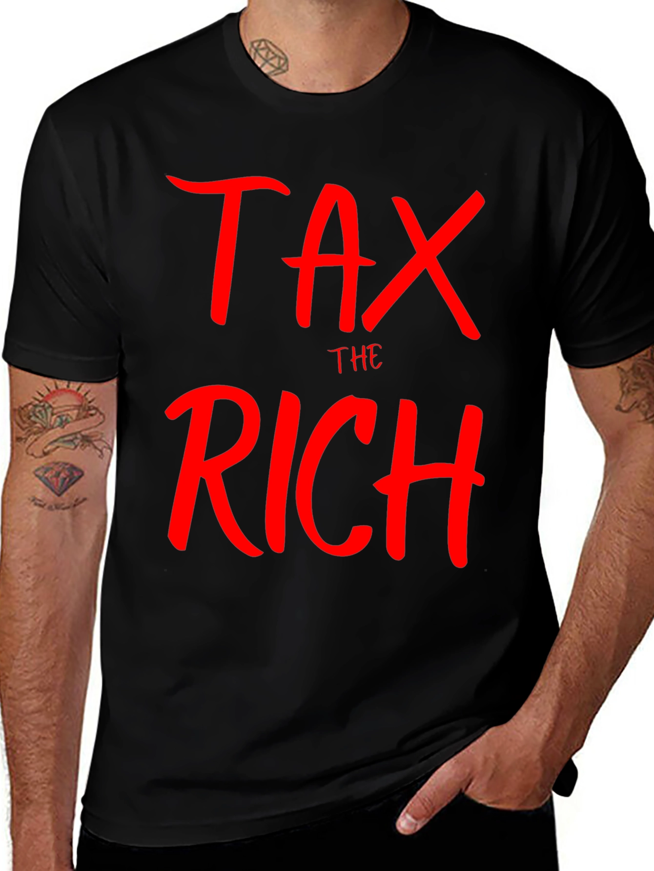 Tax the Rich Slogan Black T-Shirt