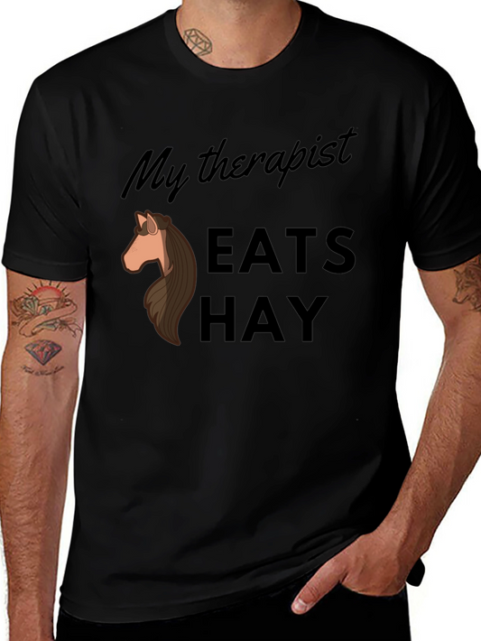 My Therapist Eats Hay T-Shirt - Novelty Horse Lover Tee
